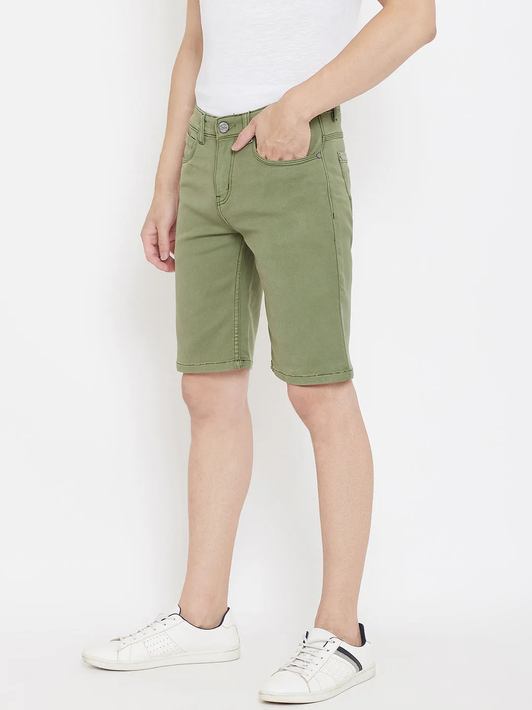 Green Slim Fit Shorts