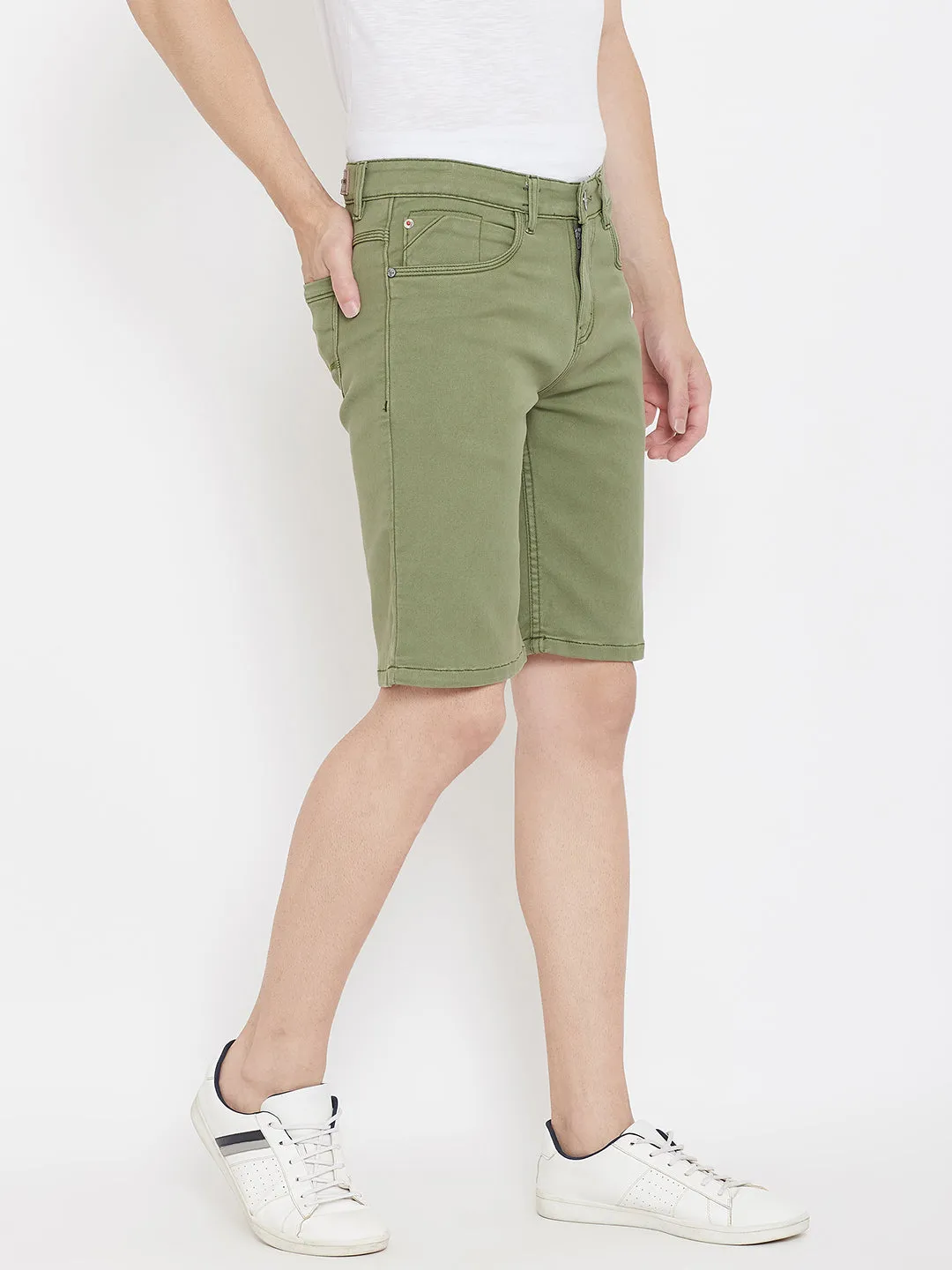 Green Slim Fit Shorts