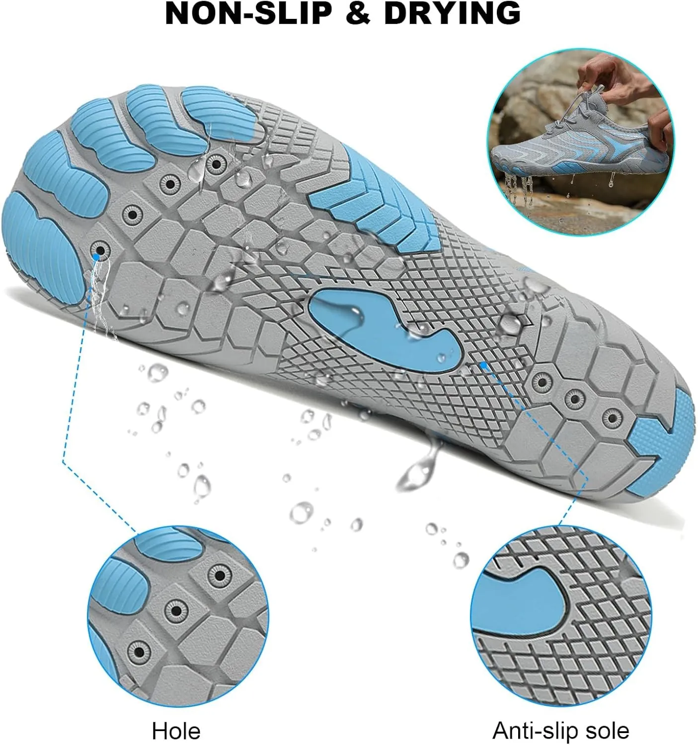 Grounded Footwear Barefoot Shoes Women&Men Neuropathy Hiking Footwear Barefoot Womens Shoes Non-Slip Outdoor Unisex Water Pro Beach Shoe Wide Toe Box Sneakers, Diabetic Shoe, Waterproof, Quick-Dry