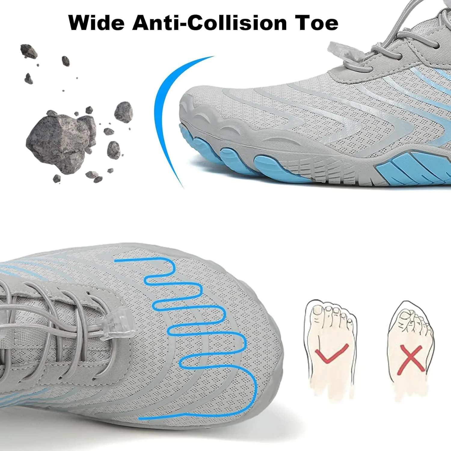 Grounded Footwear Barefoot Shoes Women&Men Neuropathy Hiking Footwear Barefoot Womens Shoes Non-Slip Outdoor Unisex Water Pro Beach Shoe Wide Toe Box Sneakers, Diabetic Shoe, Waterproof, Quick-Dry