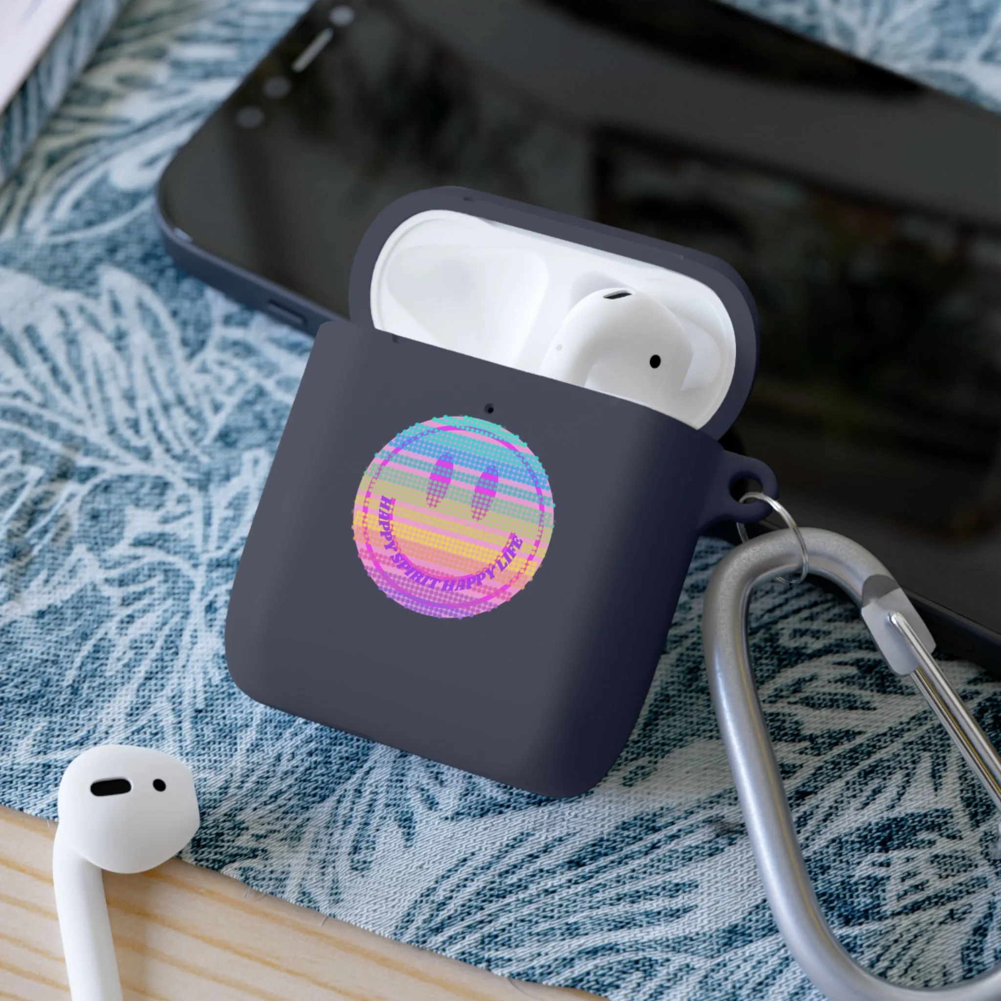 Happy Spirit Happy Life AirPods and AirPods Pro Case Cover, AirPods and AirPods Pro Case Cover, VSCO girl, Smiley Happy Life Protect