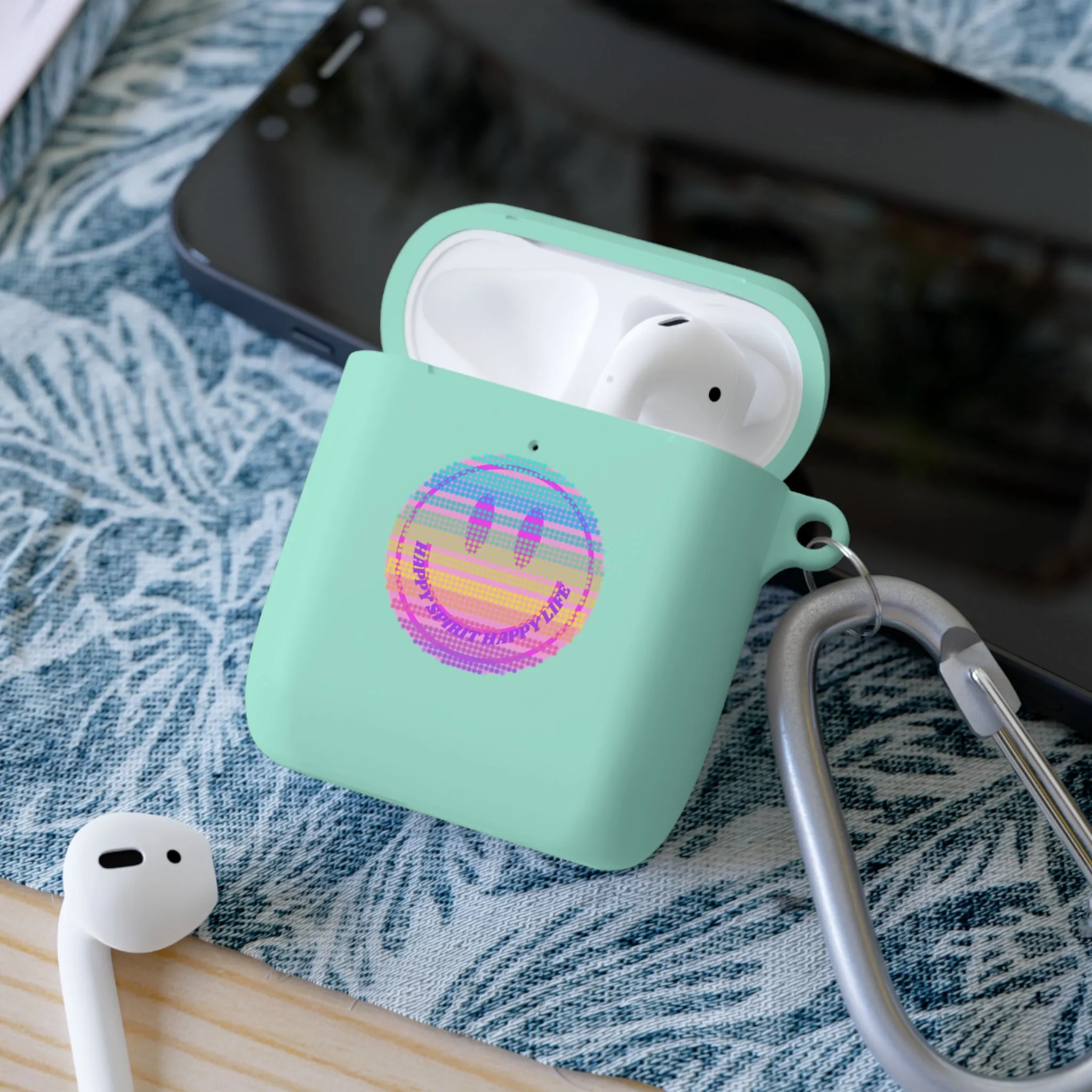 Happy Spirit Happy Life AirPods and AirPods Pro Case Cover, AirPods and AirPods Pro Case Cover, VSCO girl, Smiley Happy Life Protect