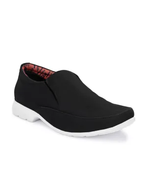 Hitz Men's Black Fabrick Made Slip-On Comfort Casual Shoes