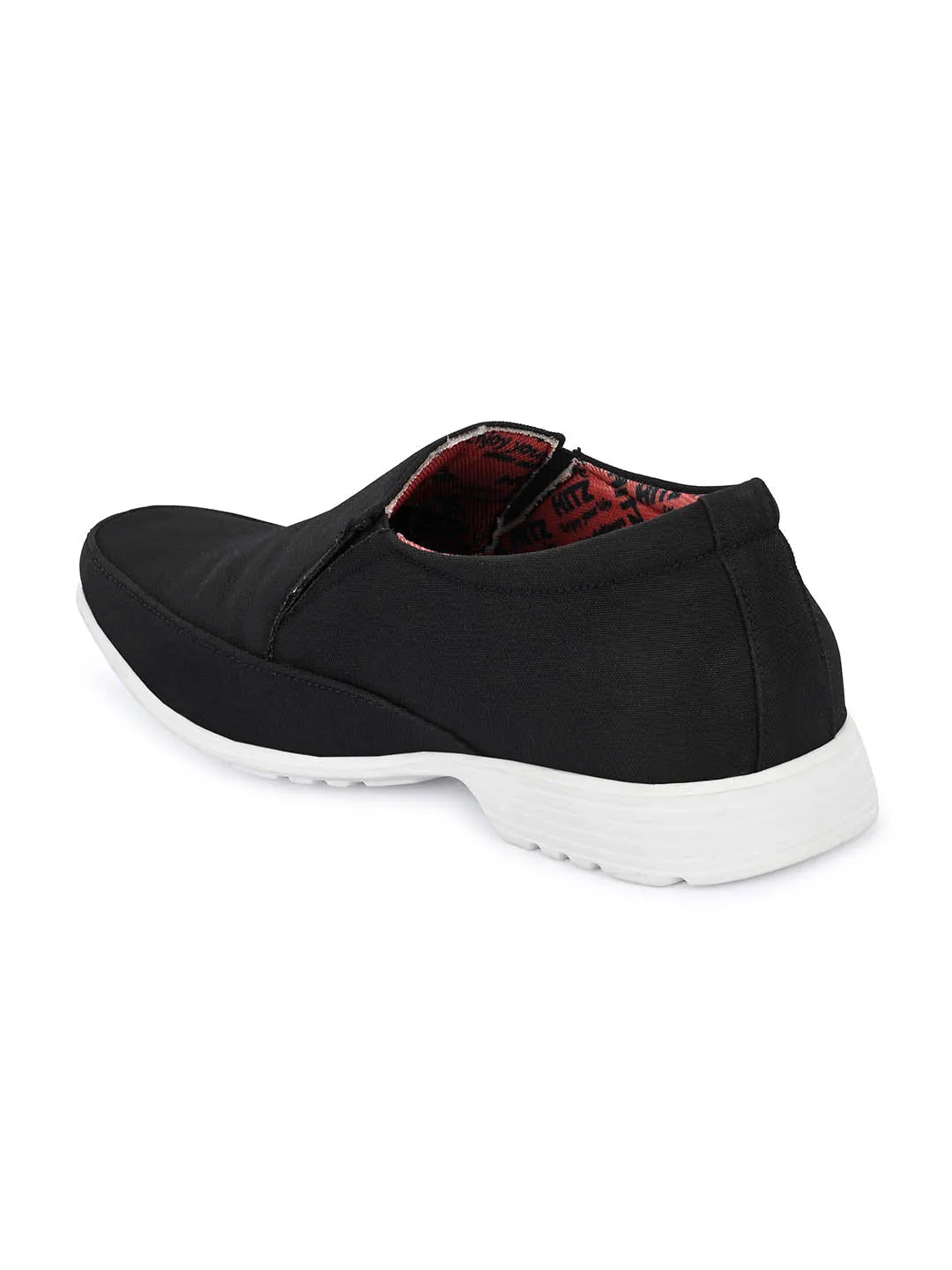 Hitz Men's Black Fabrick Made Slip-On Comfort Casual Shoes