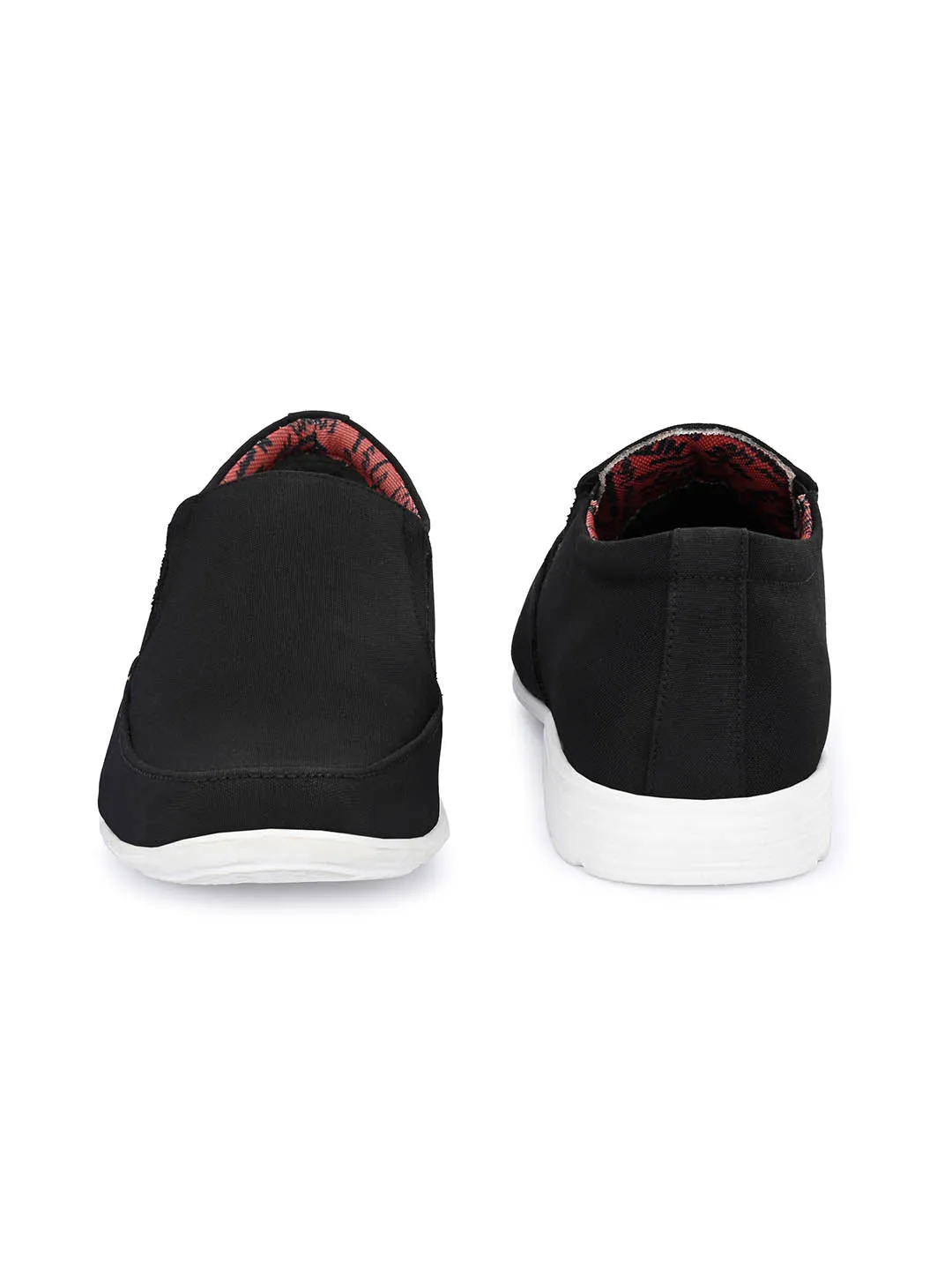 Hitz Men's Black Fabrick Made Slip-On Comfort Casual Shoes