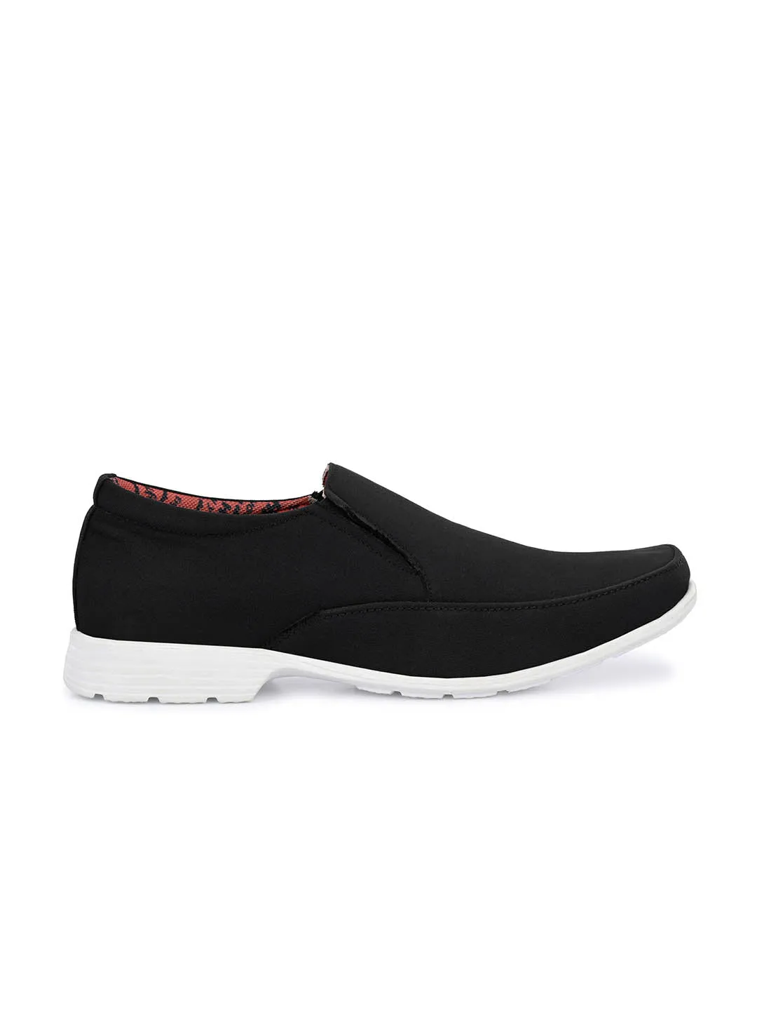 Hitz Men's Black Fabrick Made Slip-On Comfort Casual Shoes