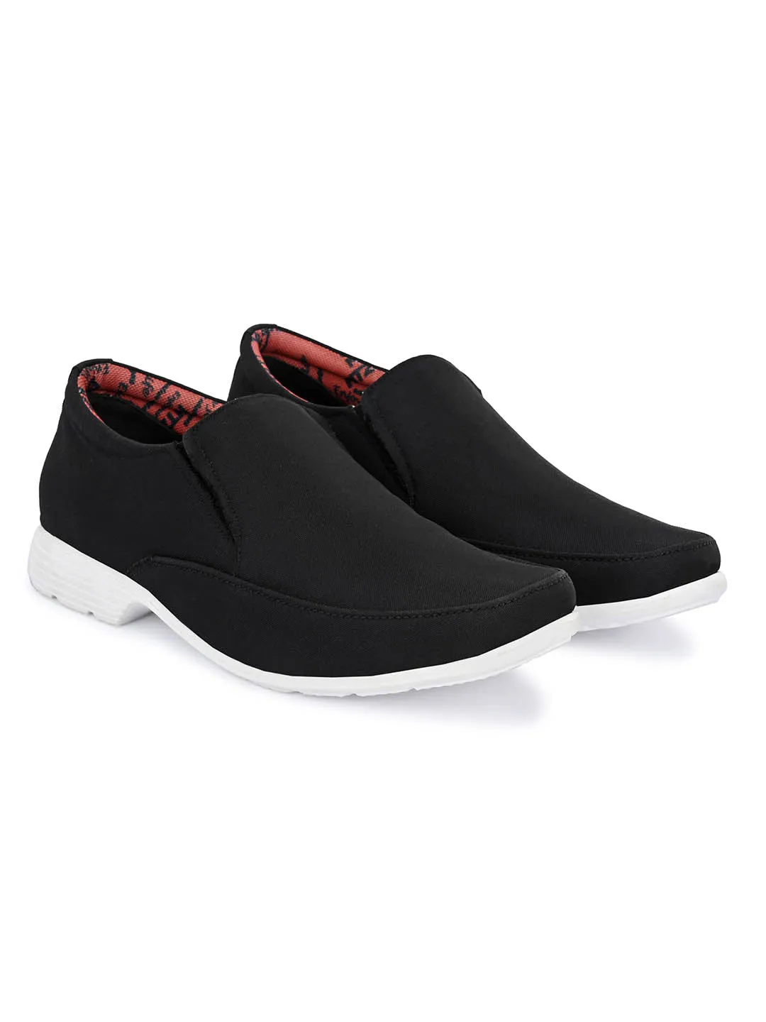 Hitz Men's Black Fabrick Made Slip-On Comfort Casual Shoes
