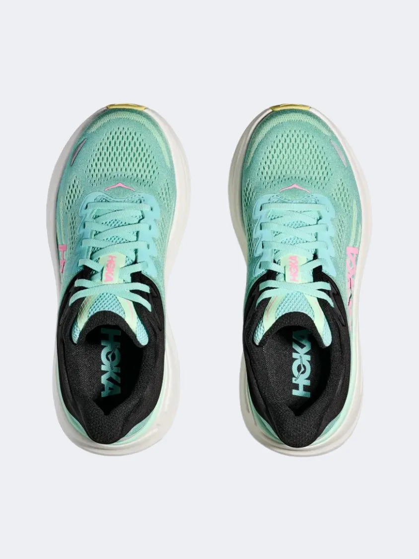 Hoka Bondi 9 Women Running Shoes Blue Spark/Mint