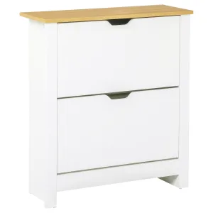 HOMCOM Modern Shoe Rack for 12 Pairs Max with 2 Adjustable and Removable Drawers, in Wood, 72x26x80 cm, White