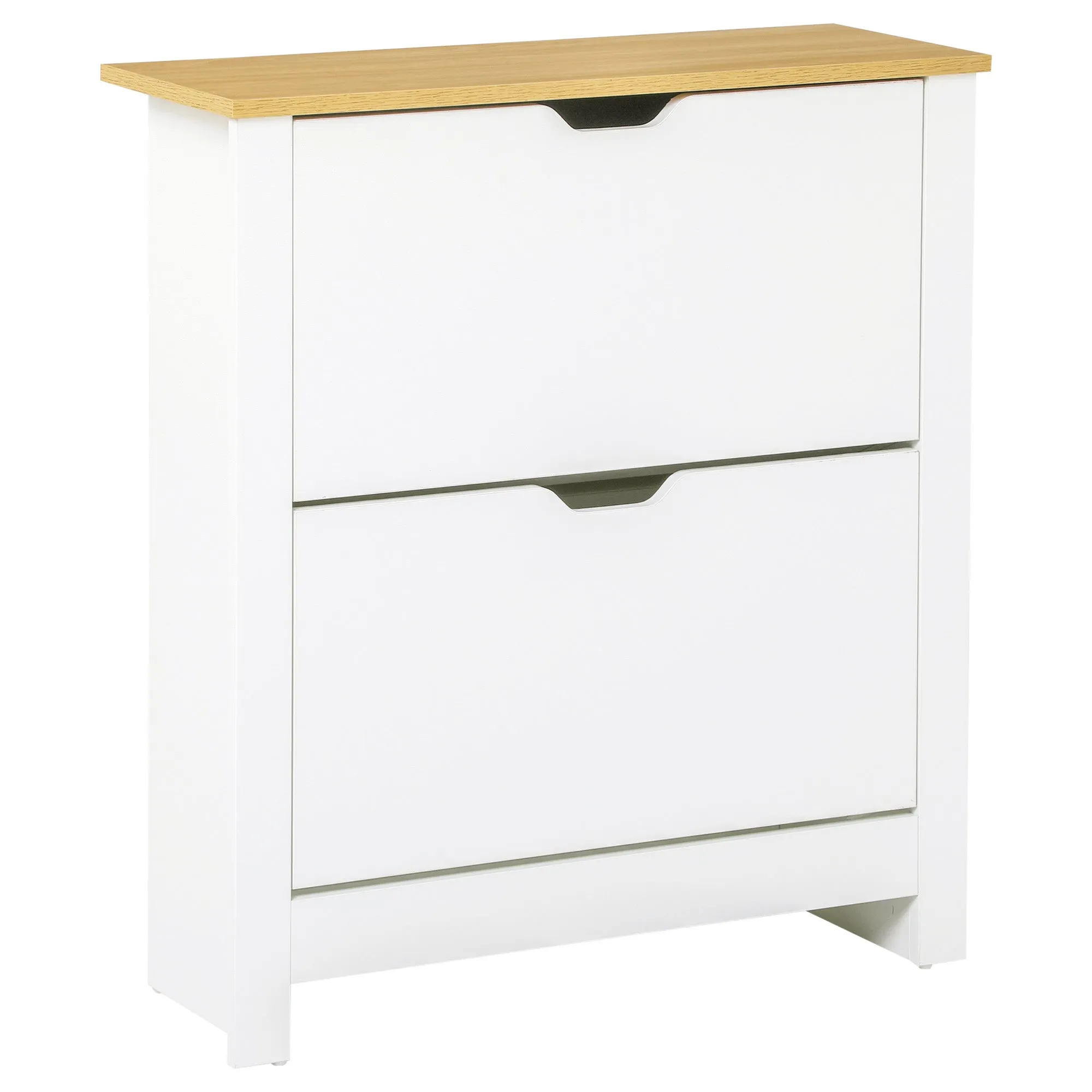 HOMCOM Modern Shoe Rack for 12 Pairs Max with 2 Adjustable and Removable Drawers, in Wood, 72x26x80 cm, White