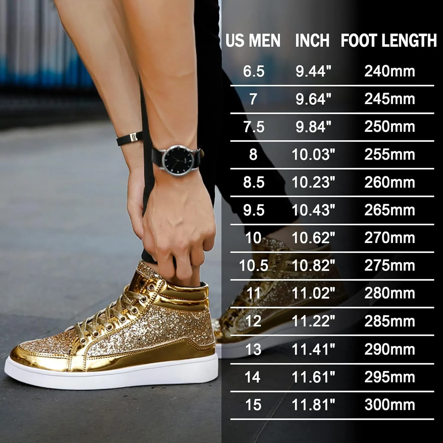 IGxx Glitter Shoes for Men Fashion High Top Casual Sequin Sparkly Sneakers Men's Bling Shiny Men