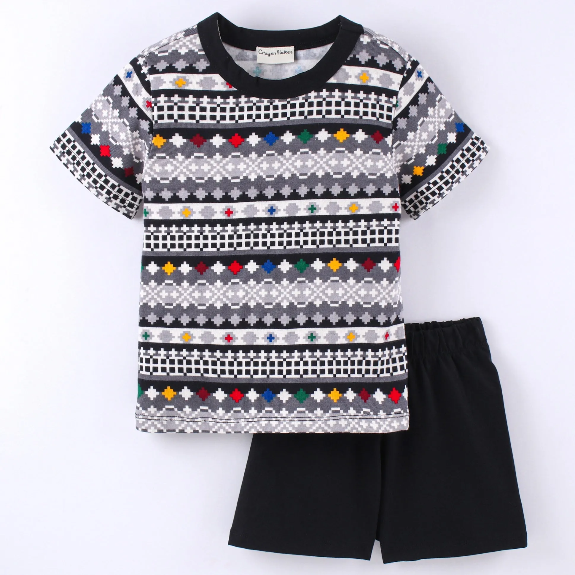 Jacquard Printed Tshirt Short Set