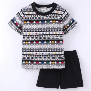Jacquard Printed Tshirt Short Set