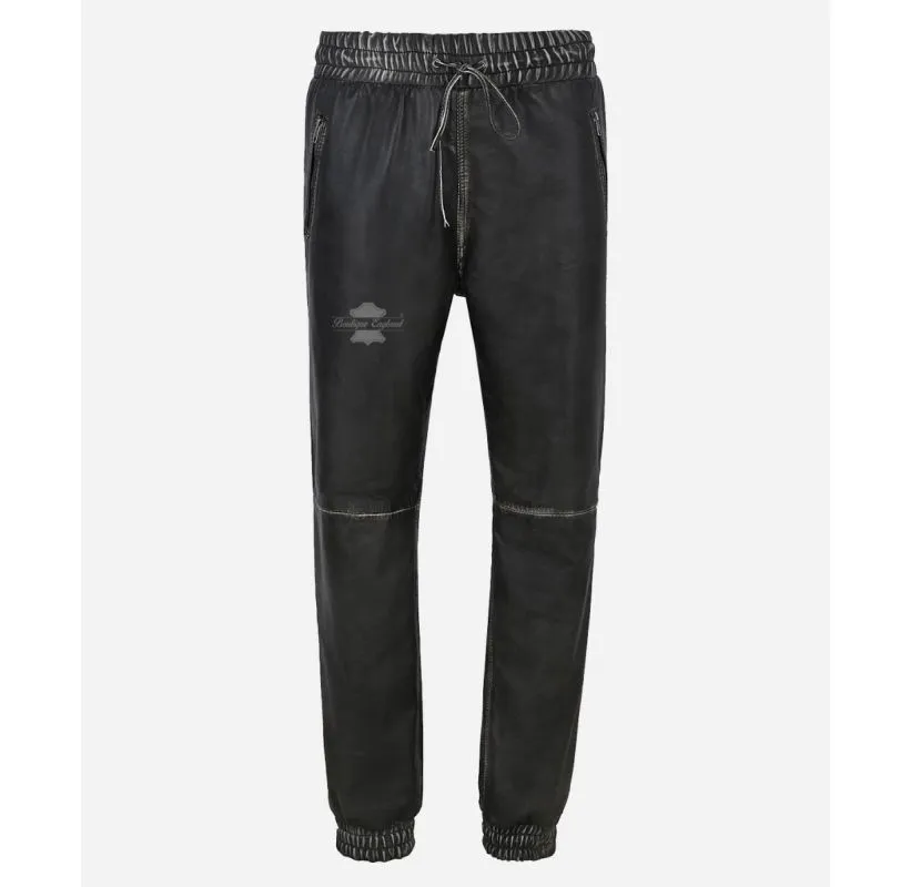 JOGGERS LADIES LEATHER PANTS JOGGING TROUSERS PREMIUM LEATHER DRAW PANT