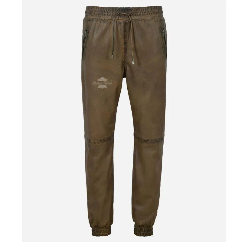 JOGGERS LADIES LEATHER PANTS JOGGING TROUSERS PREMIUM LEATHER DRAW PANT