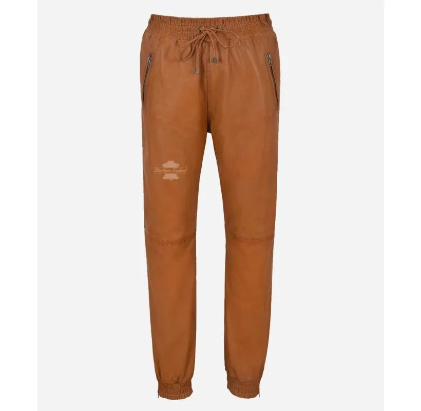 JOGGERS LADIES LEATHER PANTS JOGGING TROUSERS PREMIUM LEATHER DRAW PANT