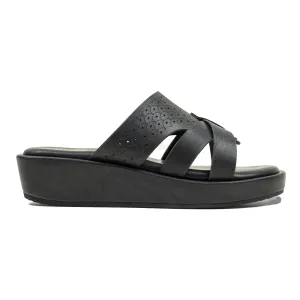 Ladies Dr. Vi Ultimate Comfort Black Sandal | Stylish PU Upper with TPR Outsole and Cushioned Insole