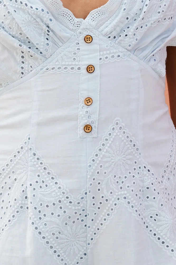 Lift Your Eyes Romper Light Blue