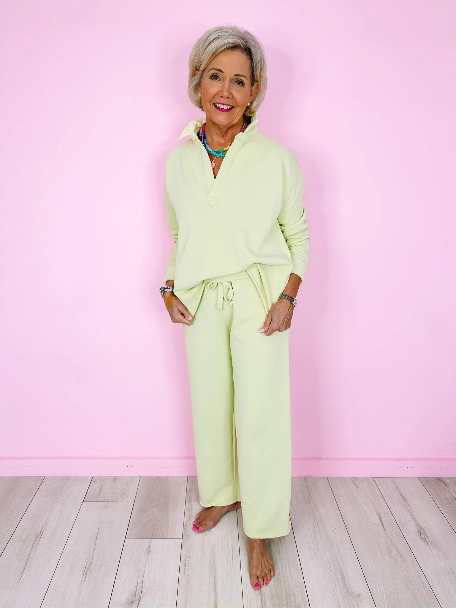 LOUNGE QUEEN COLLAR TOP - GREEN