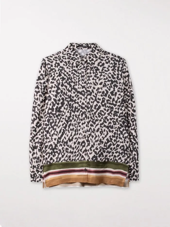 Luisa Cerano T Animal Printed Blouse With Contrast Band 268282 3408 7041