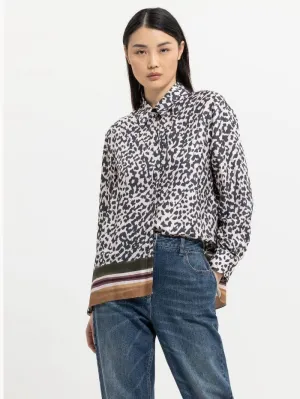 Luisa Cerano T Animal Printed Blouse With Contrast Band 268282 3408 7041