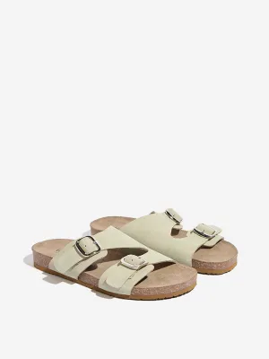 LUNA BLU Light Green Double Belted Comfort Sandals