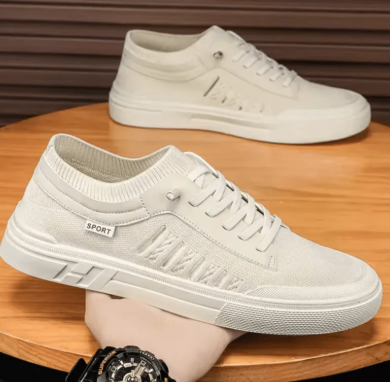 Men’s Board Shoes 2025 – Woven Breathable Casual Sneakers with Soft Bottom & Anti-Slip Design