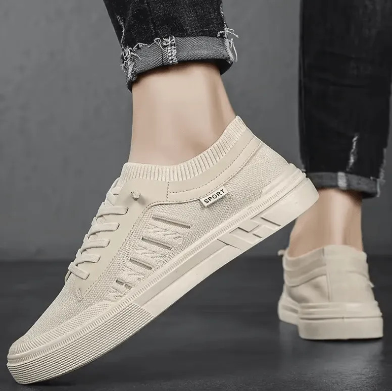 Men’s Board Shoes 2025 – Woven Breathable Casual Sneakers with Soft Bottom & Anti-Slip Design