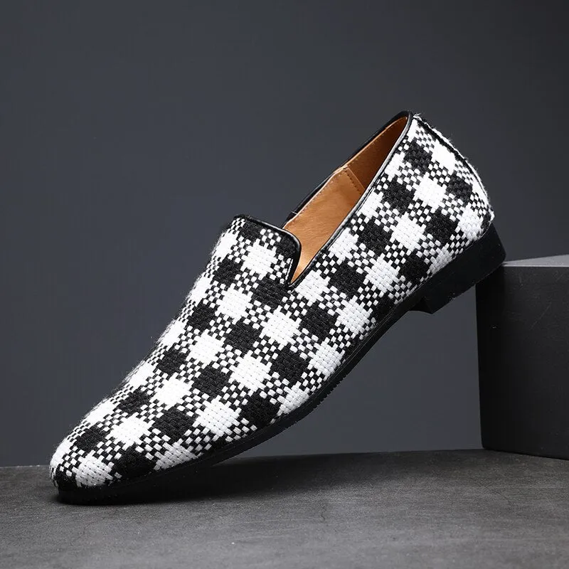 Men's Stylish Gingham Check Slip On Loafers