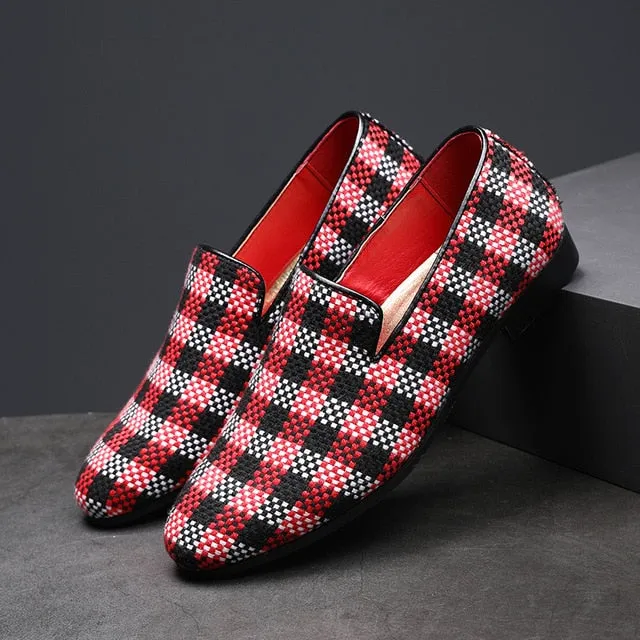 Men's Stylish Gingham Check Slip On Loafers