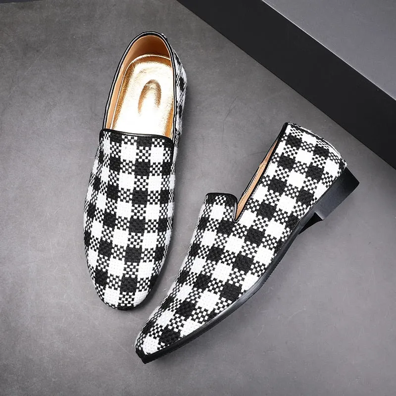Men's Stylish Gingham Check Slip On Loafers