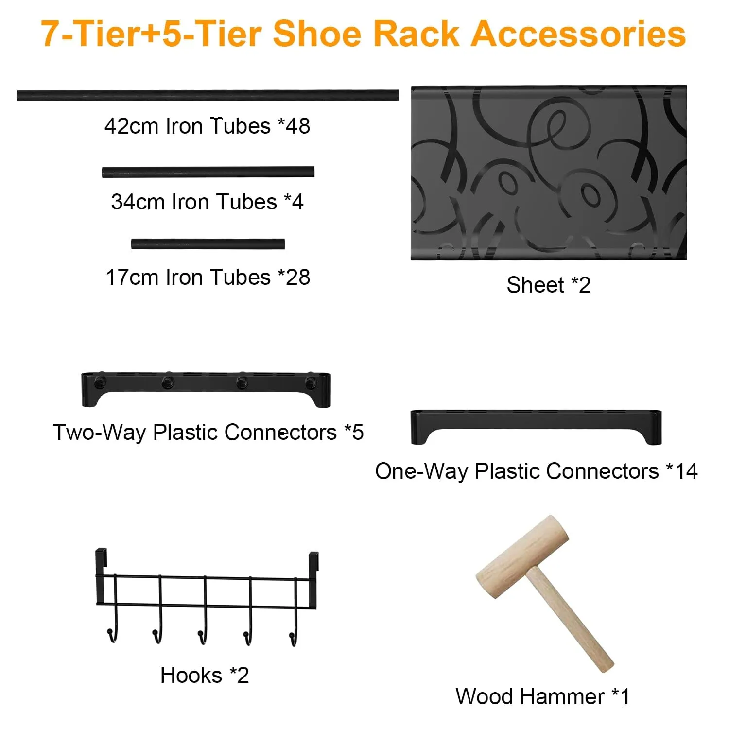 Metal Shoe Storage Shelf Free Standing Shoe Stand with 2 Row Hooks