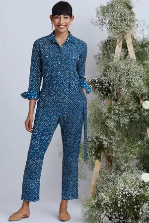 Okhai 'Aquatic' Hand Block Printed Pure Cotton Boiler Suit