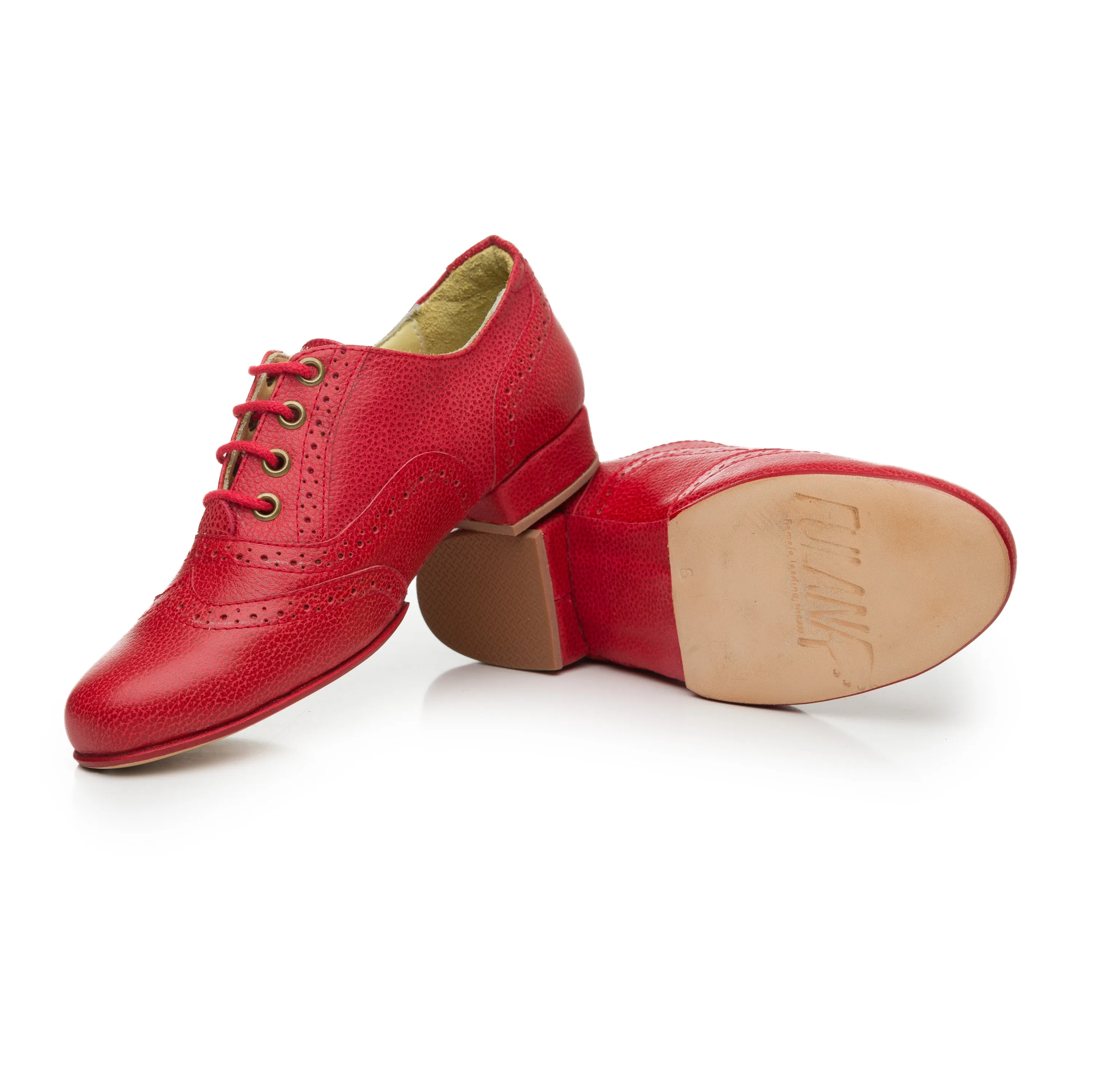 Oxford Curvy / Red Embossed Leather