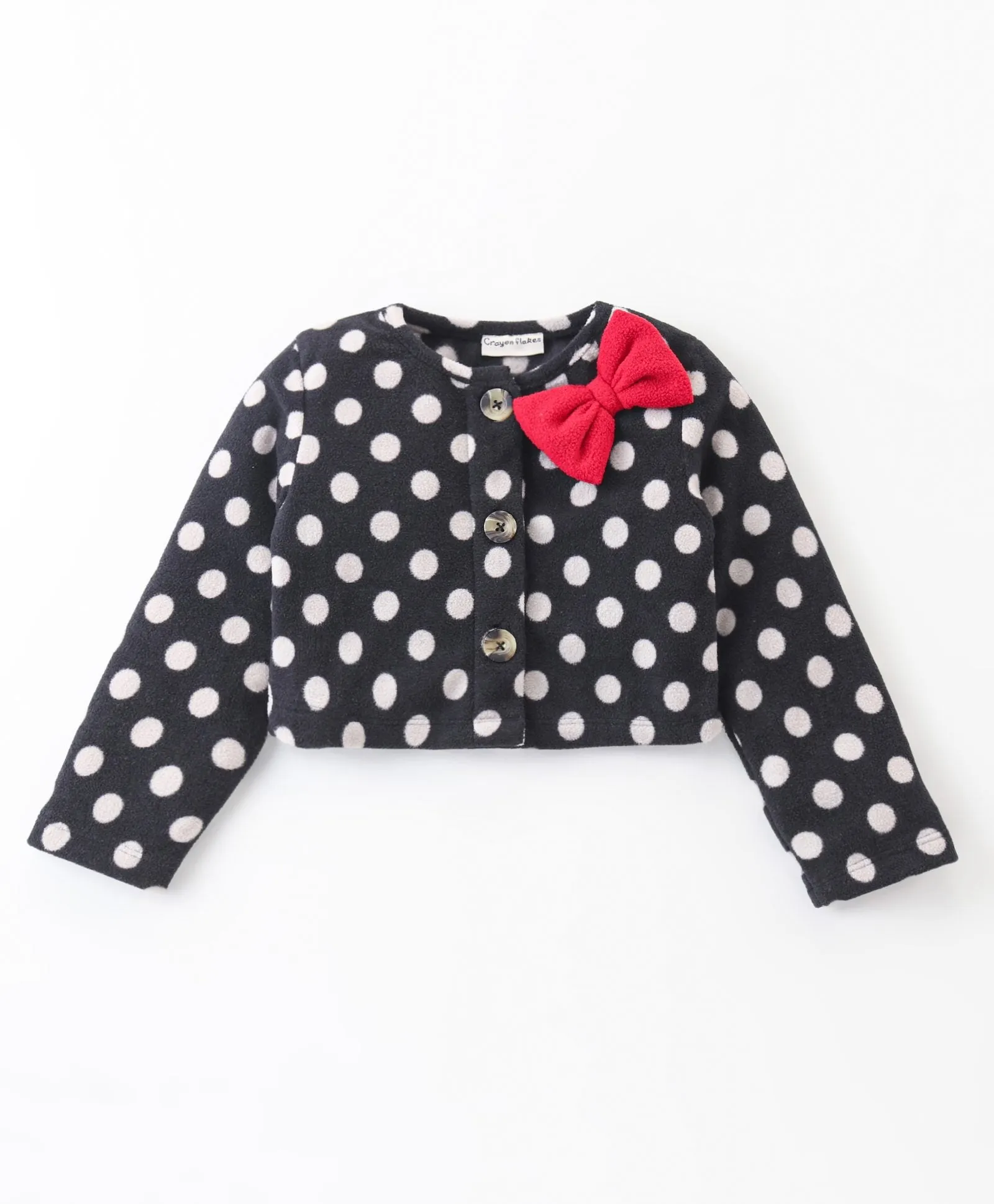 Polka Dots Printed Crop Cardigan Skirt Set