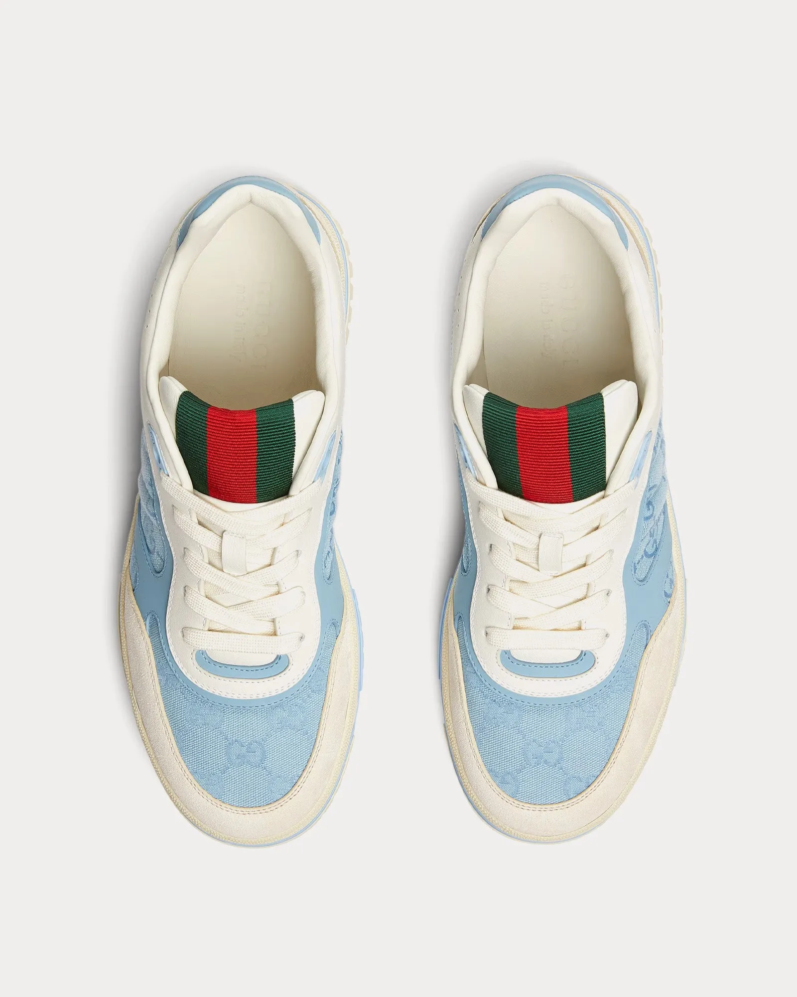 Re-Web with GG Canvas Light Blue Low Top Sneakers