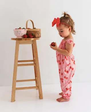 Red Strawberry Smocked Jumpsuit
