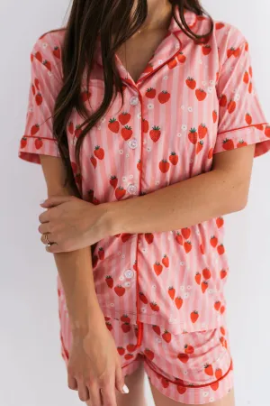 Red Strawberry Women's Short Set