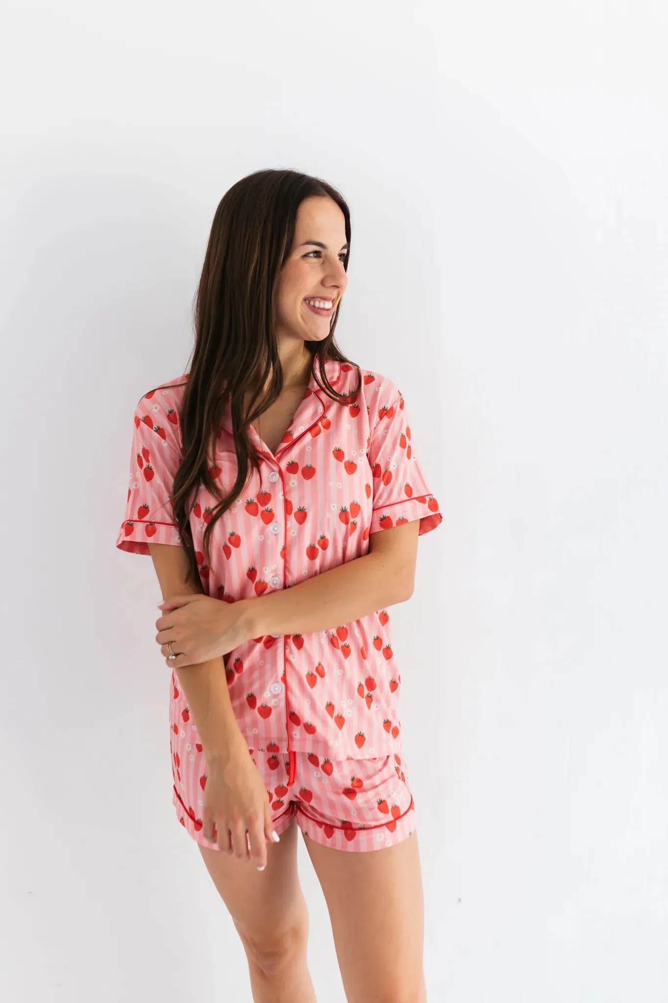 Red Strawberry Women's Short Set