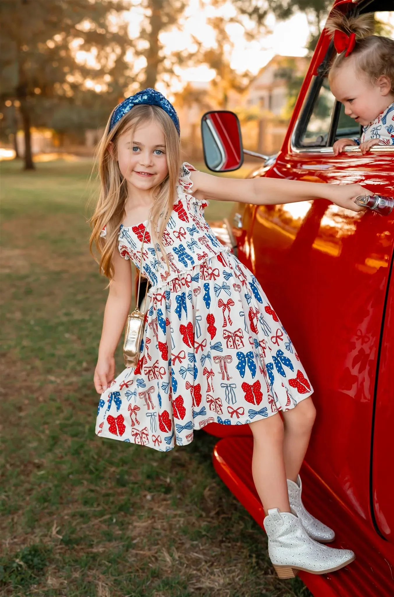 Red White & Blue Smocked Twirl Dress