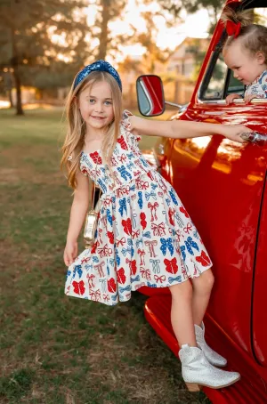 Red White & Blue Smocked Twirl Dress