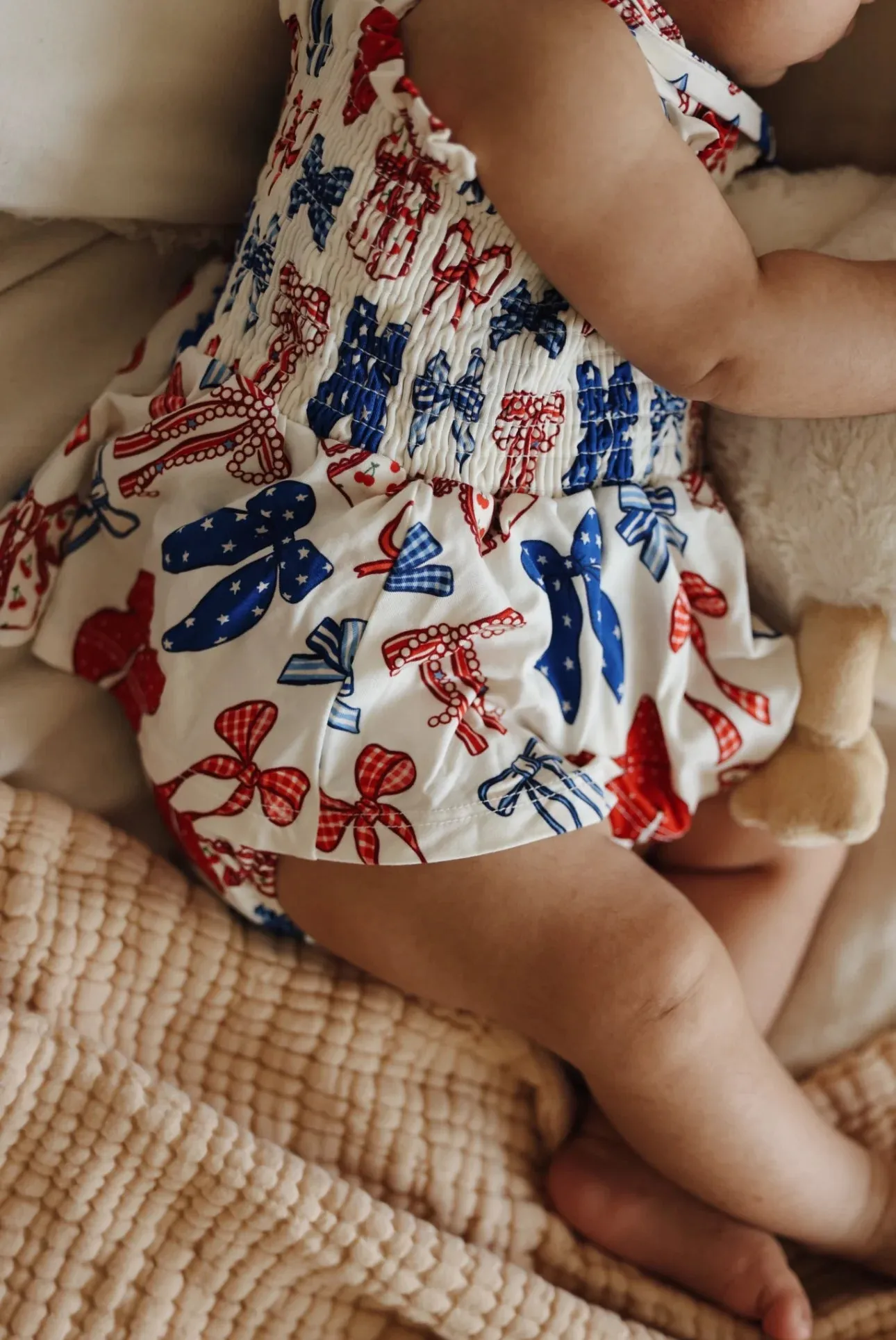 Red White & Blue Smocked Twirl Romper