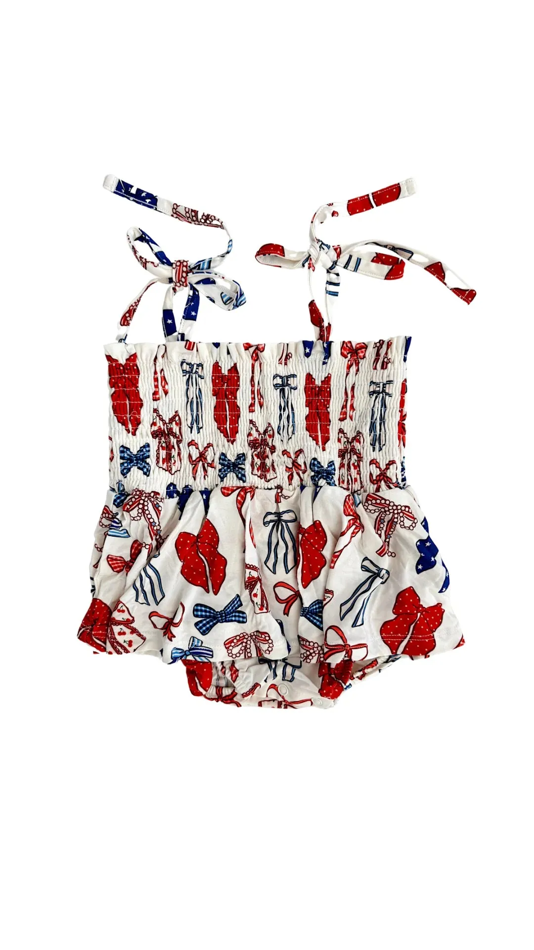 Red White & Blue Smocked Twirl Romper
