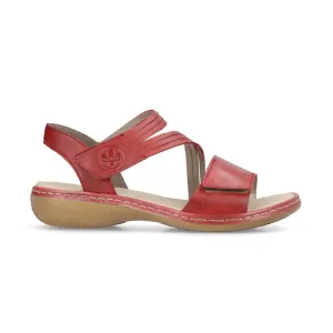 RIEKER COMFORT BOTTOM ASYMMETRICAL SANDAL RED - WOMENS