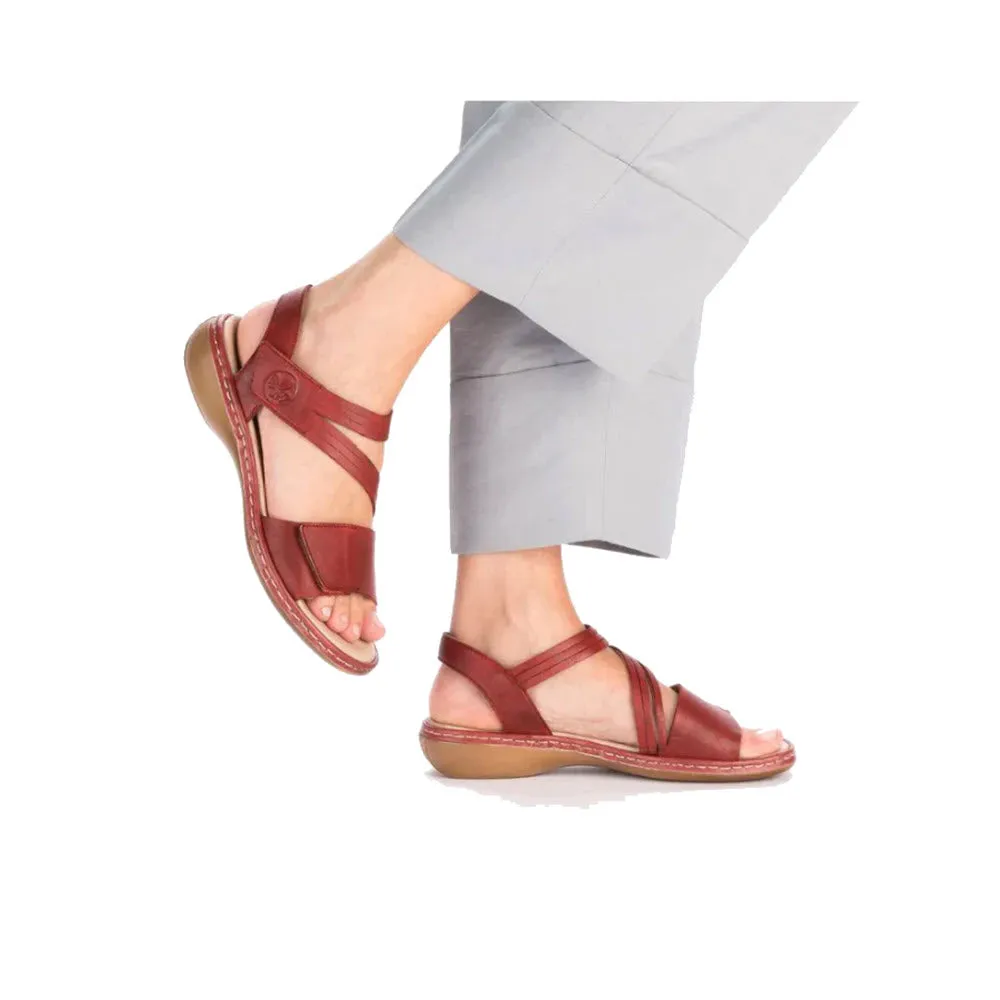 RIEKER COMFORT BOTTOM ASYMMETRICAL SANDAL RED - WOMENS