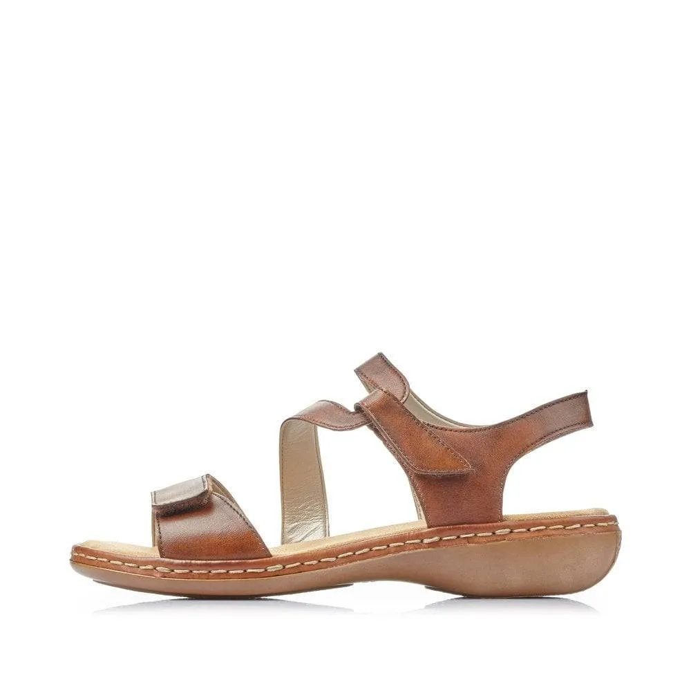 Rieker Leather Double Velcro Strap Open Toe Comfort Sandal