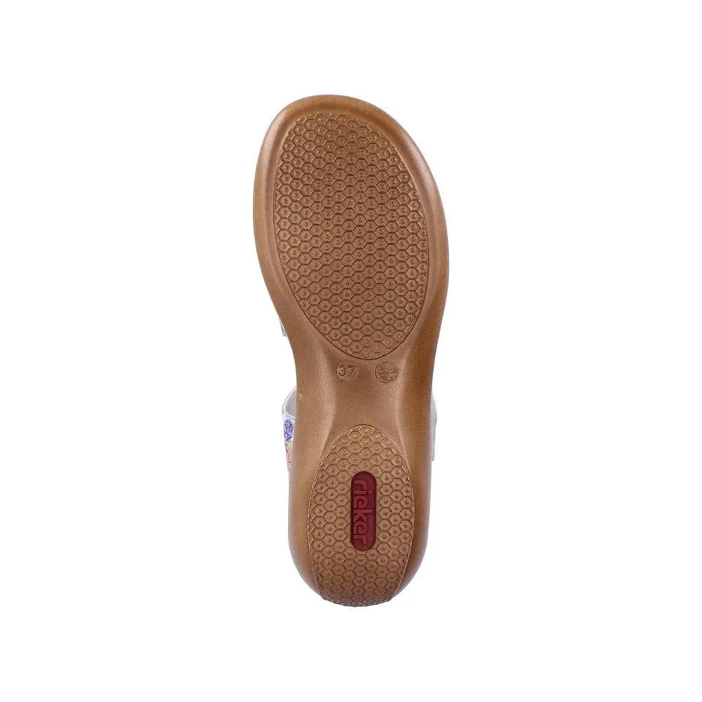 Rieker Leather Double Velcro Strap Open Toe Comfort Sandal