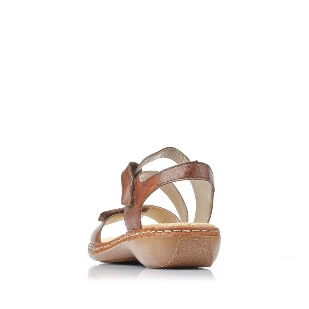 Rieker Leather Double Velcro Strap Open Toe Comfort Sandal