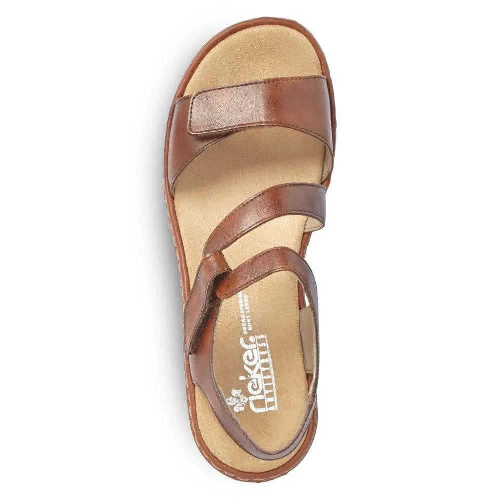 Rieker Leather Double Velcro Strap Open Toe Comfort Sandal
