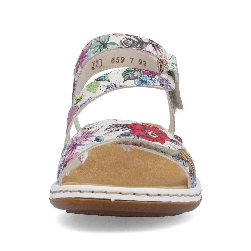 Rieker Leather Double Velcro Strap Open Toe Comfort Sandal